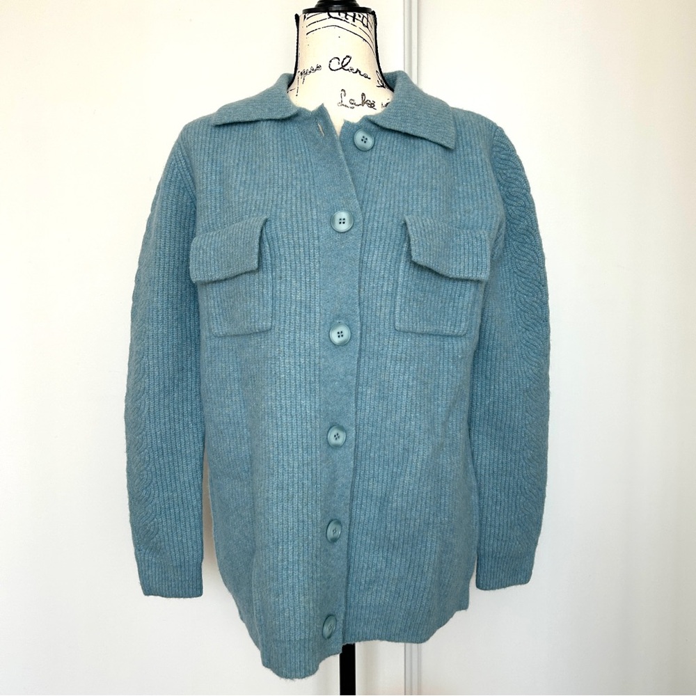 Blue Button-Up Cardigan